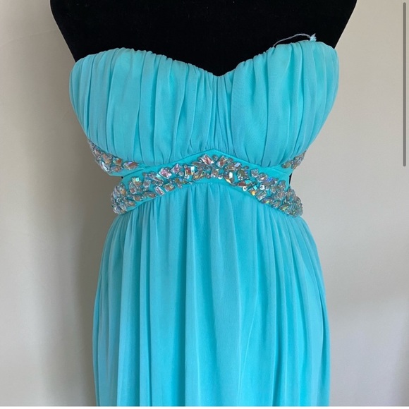 Trixxi Mint Green Strapless Prom Dress - Picture 2 of 7